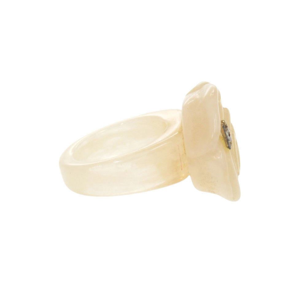 CHANEL Ring plastic Beige type COCO Mark Camelia