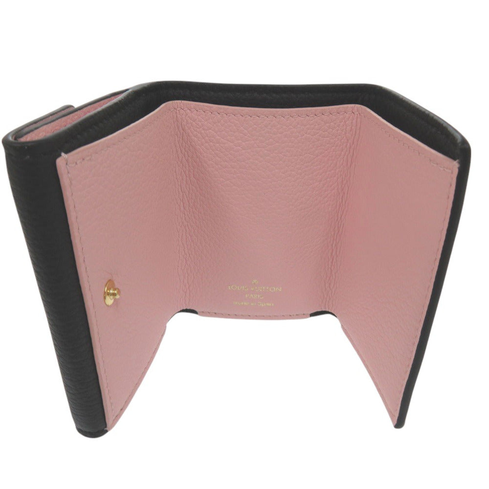 LOUIS VUITTON Tri-fold wallet M80984 leather black LV Logo Compact Wallet Mini Wallet Portefeuille Rock Mini Women