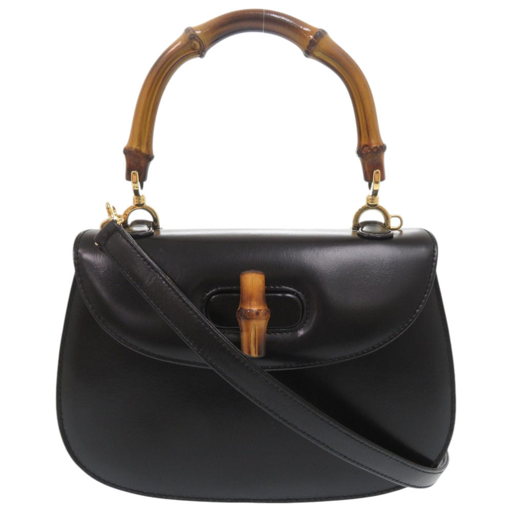 GUCCI Handbag 000 46 0188 leather black 2WAY Bamboo Women