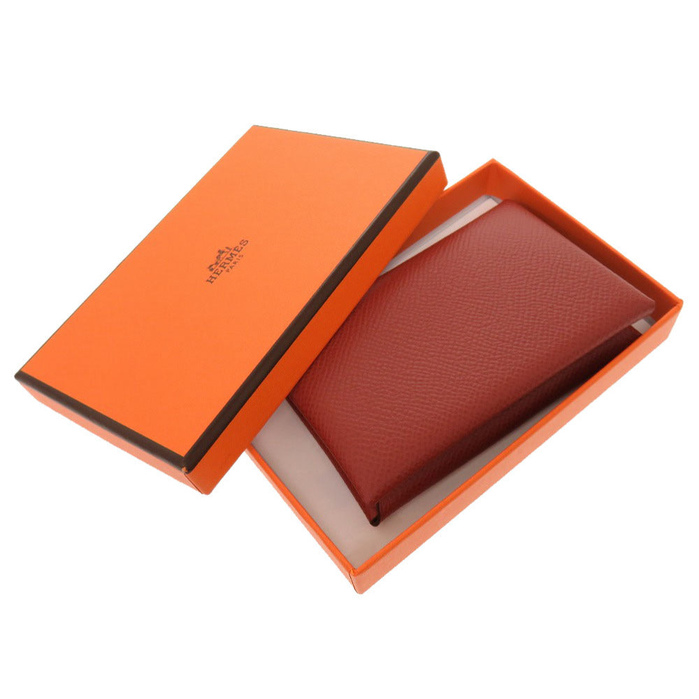 HERMES Card Case Epsom Brick Calvi Women