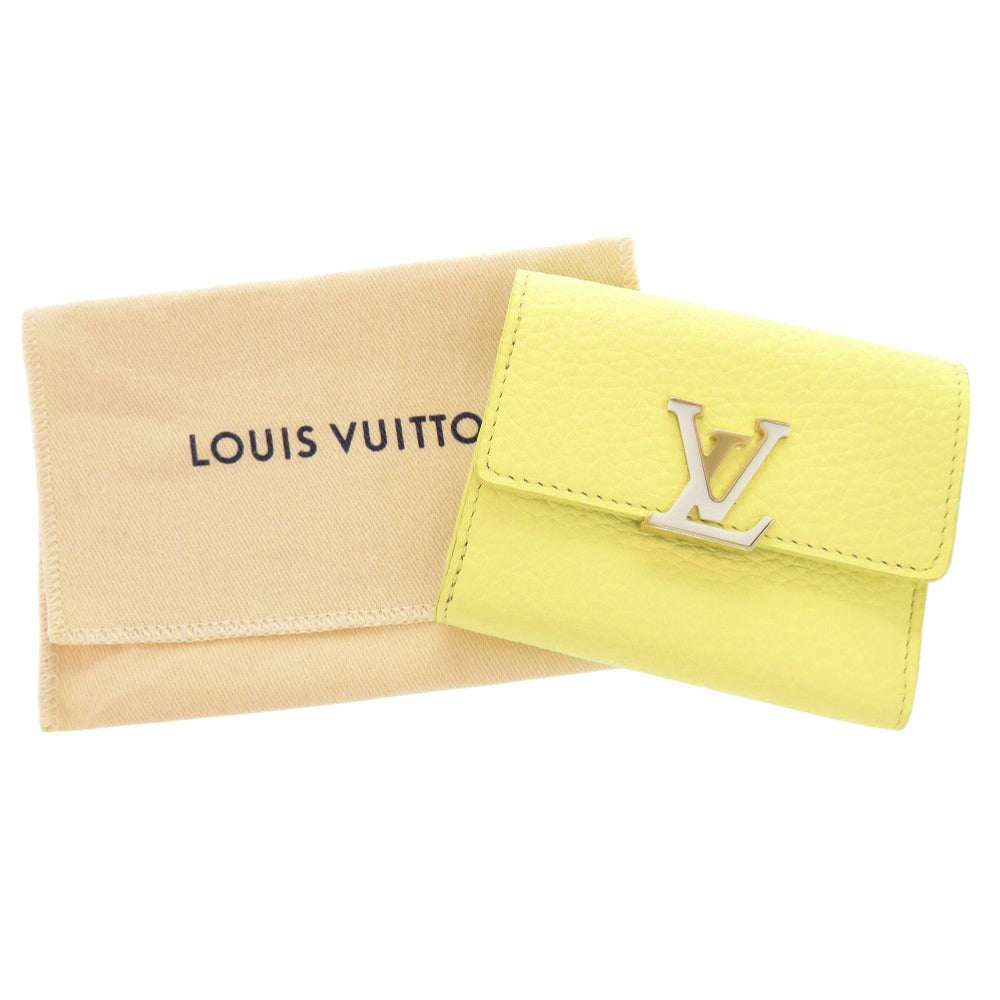 LOUIS VUITTON Tri-fold wallet M83610 Taurillon Clemence Leather yellow Portefeuille Capsine XS Women