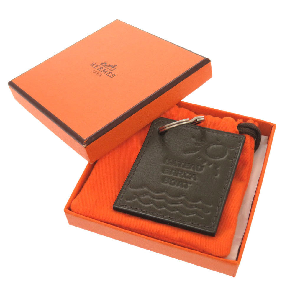 HERMES key ring Box scarf khaki BATEAU BARCA BOAT