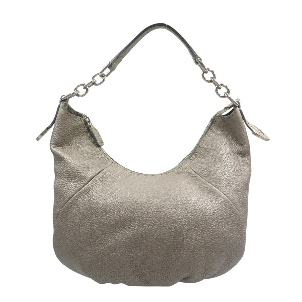 FENDI Shoulder Bag 8BR618 leather Silver Celeria Women