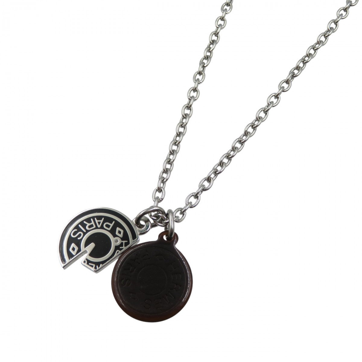 HERMES Necklace Metal, Buffalo Horn Silver carrousel Women