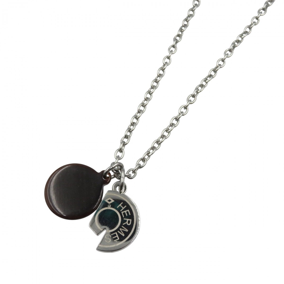 HERMES Necklace Metal, Buffalo Horn Silver carrousel Women