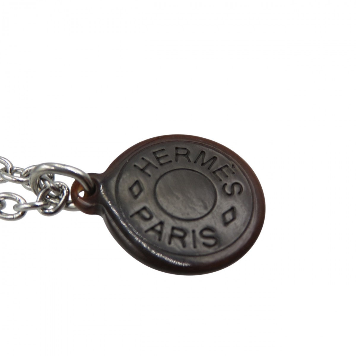 HERMES Necklace Metal, Buffalo Horn Silver carrousel Women