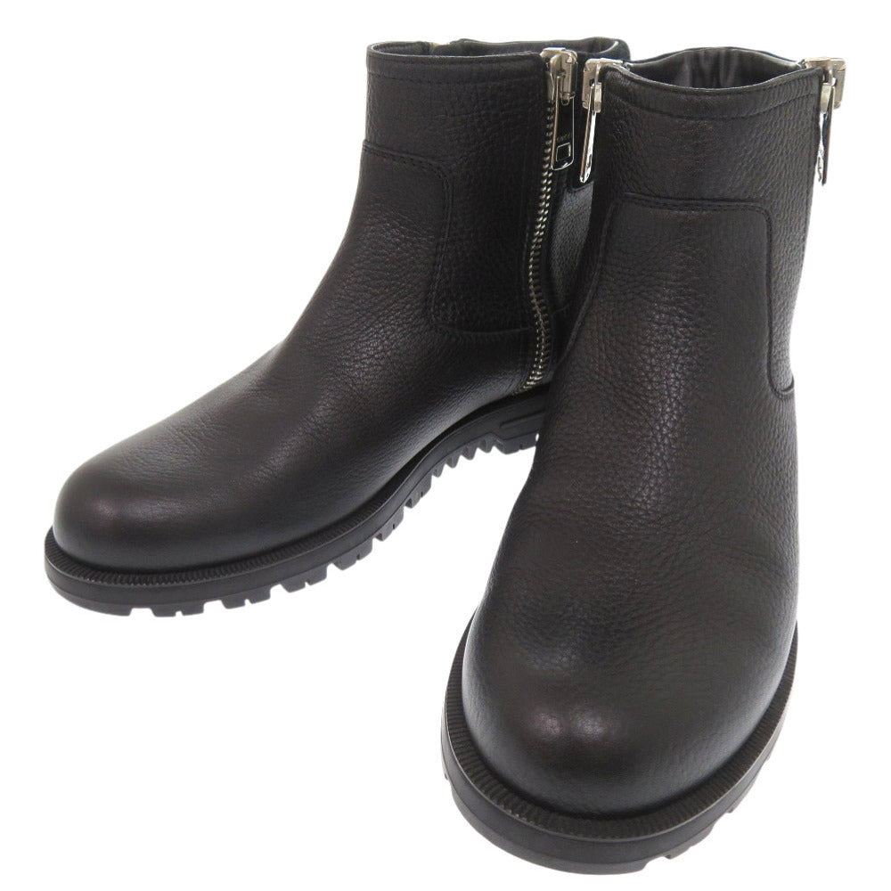 GUCCI boots 388050 leather black side zip ankle boots Micro GG Women 37 1/2