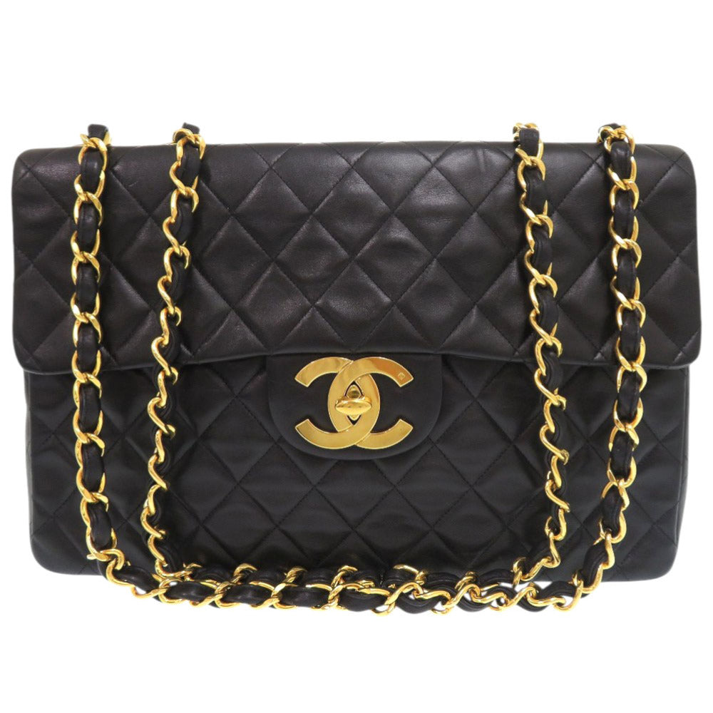CHANEL Shoulder Bag lambskin black Deca Matelasse 34 COCO Mark Women