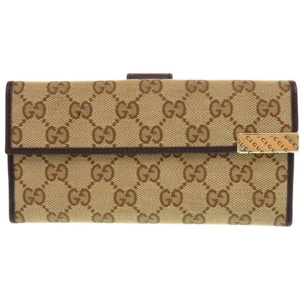 GUCCI Long Wallet Purse 257012 GG canvas beige Bifold Walletlong wallet Women