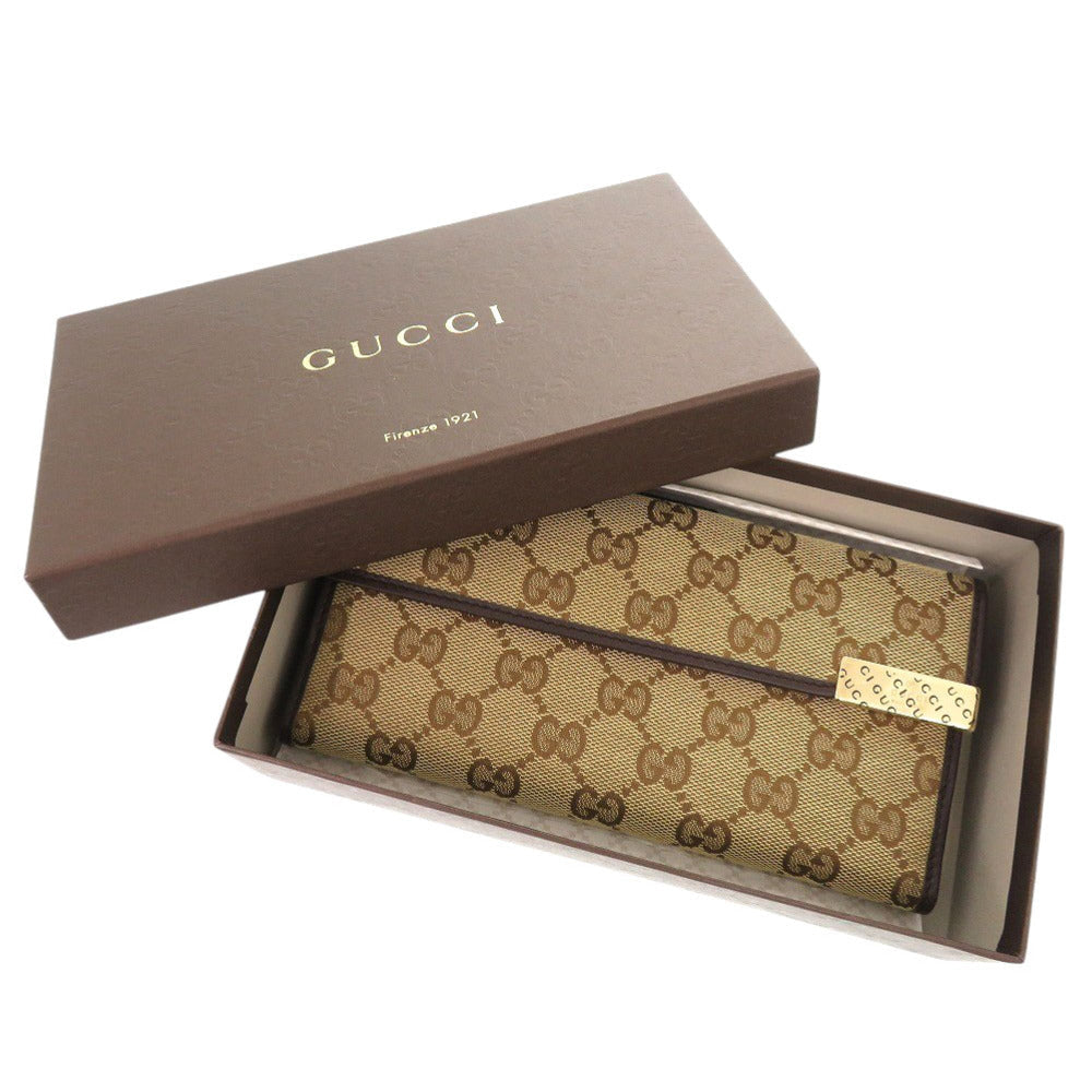GUCCI Long Wallet Purse 257012 GG canvas beige Bifold Walletlong wallet Women