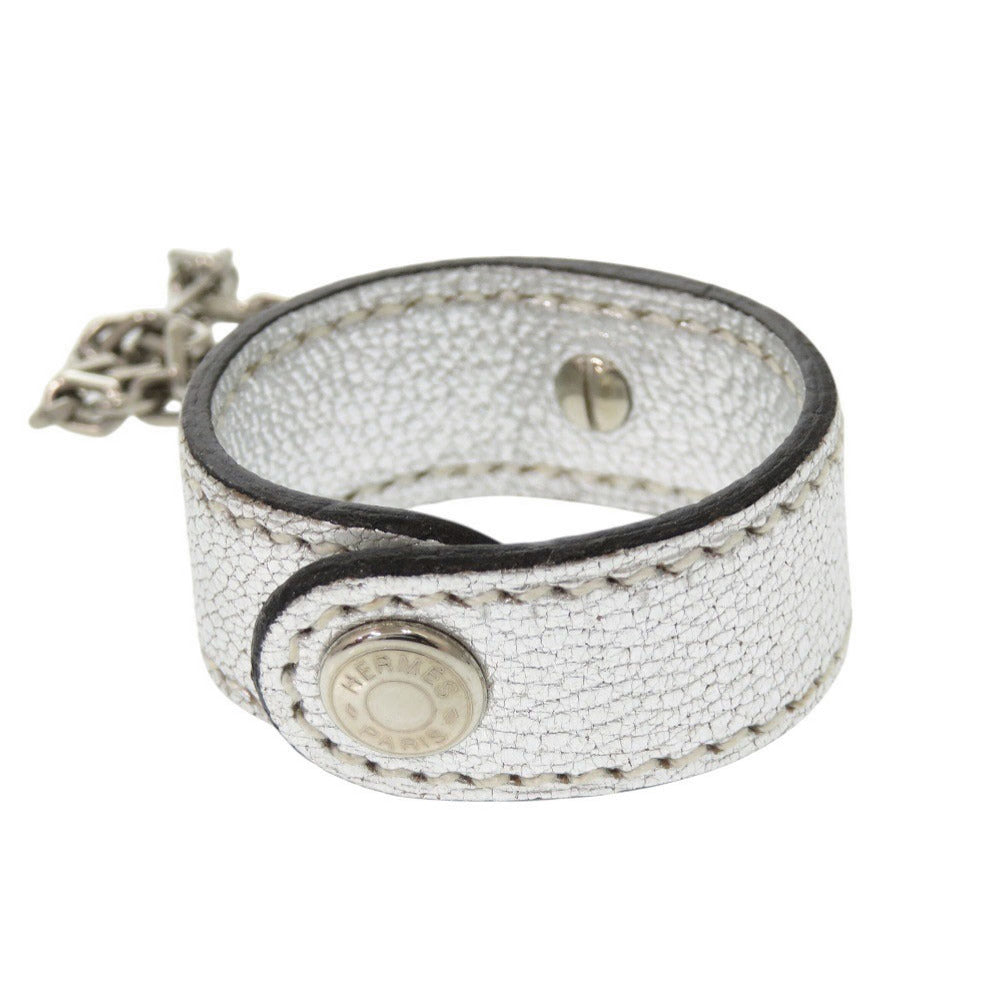 HERMES key ring leather Silver Glove holder Women