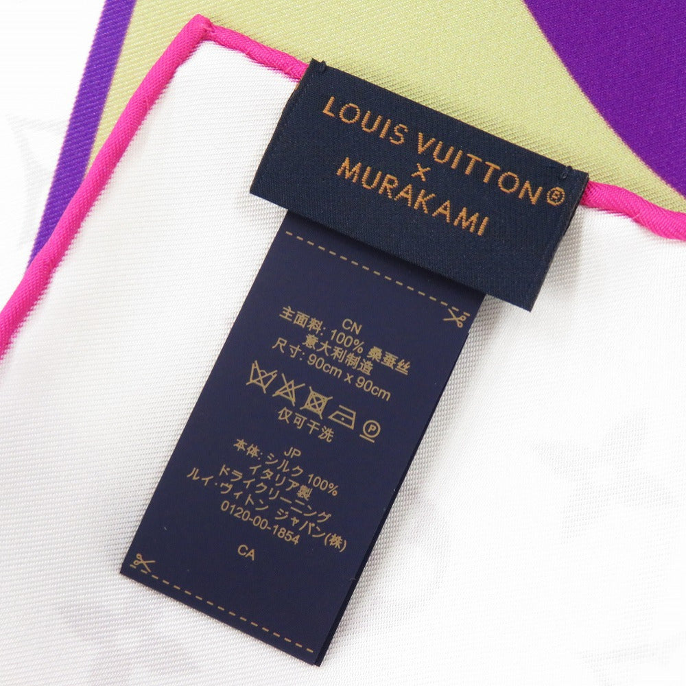 LOUIS VUITTON scarf M96097 silk white LV Ã TM Carre90 Superflat collaboration with Takashi Murakami