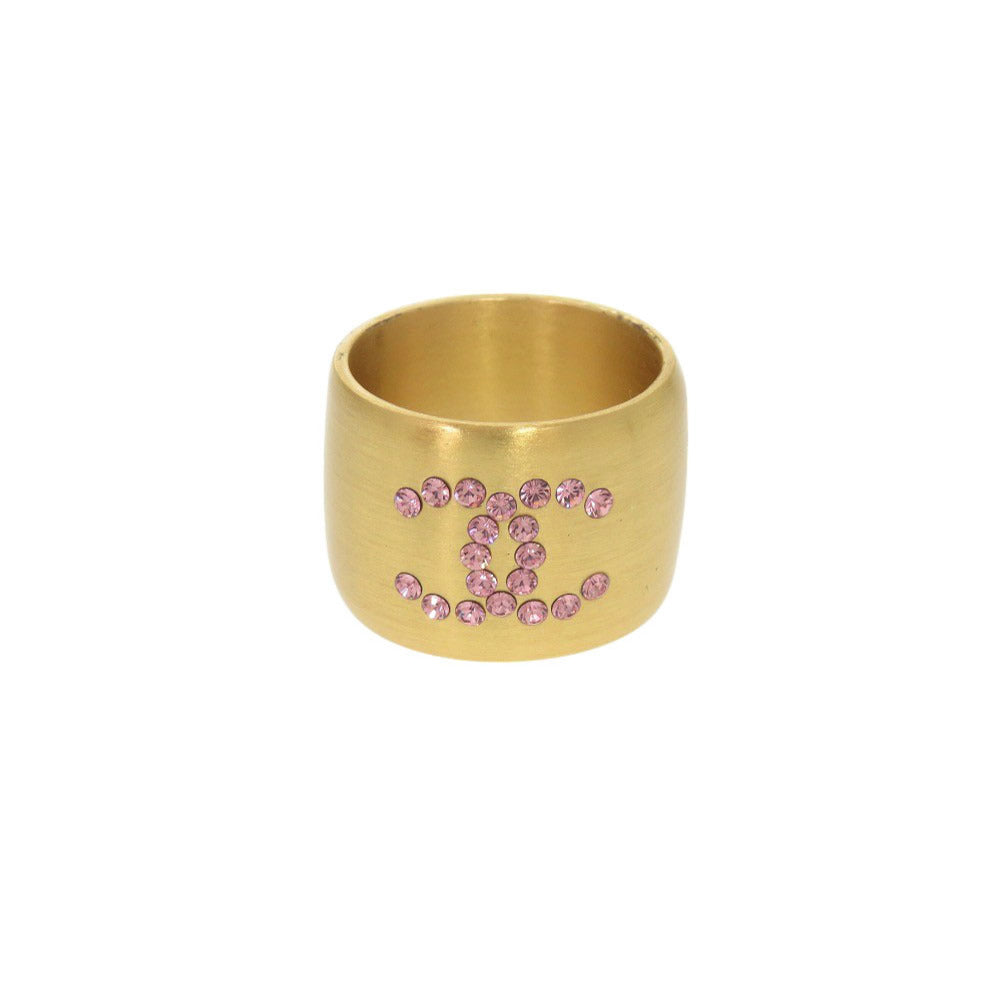 CHANEL Ring Metal, Rhinestone gold COCO Mark Heart Women