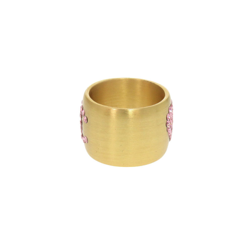 CHANEL Ring Metal, Rhinestone gold COCO Mark Heart Women