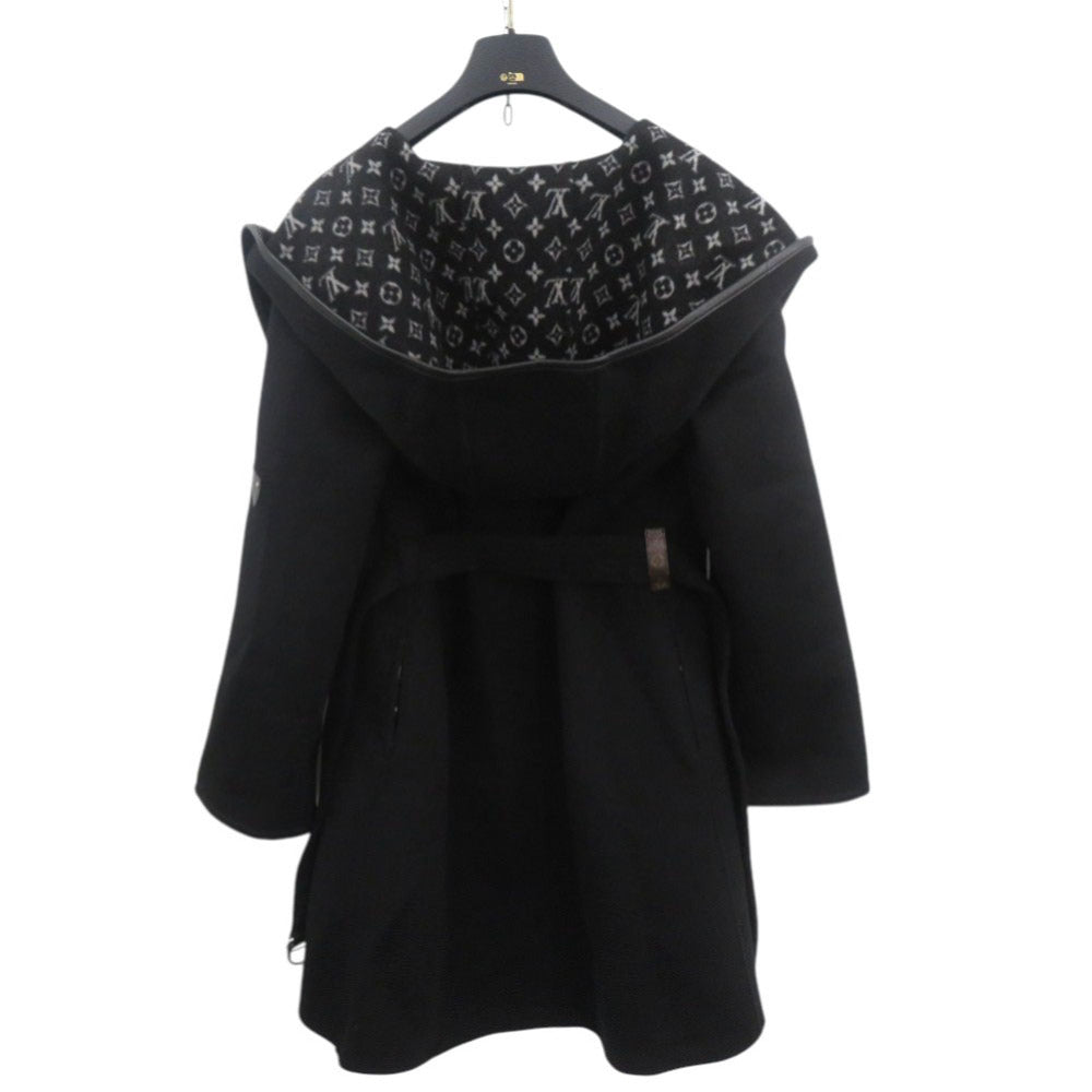 LOUIS VUITTON Other outerwear 1A4PE7 Wool, Silk black hooded wrap coat 34