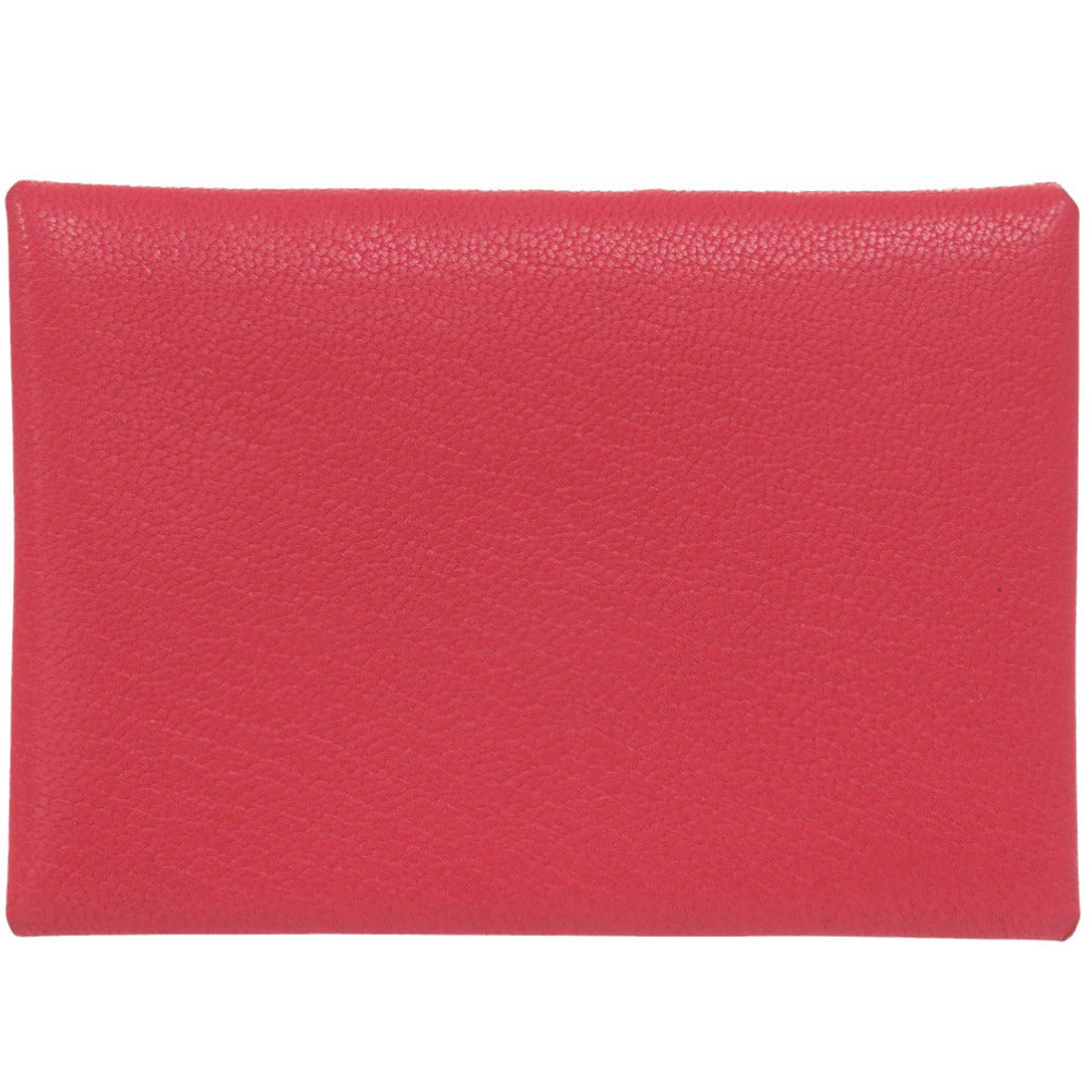 HERMES Coin case Shave Red Calvi duo Women