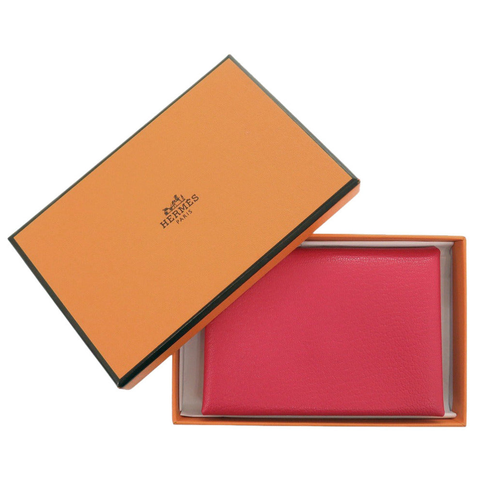 HERMES Coin case Shave Red Calvi duo Women