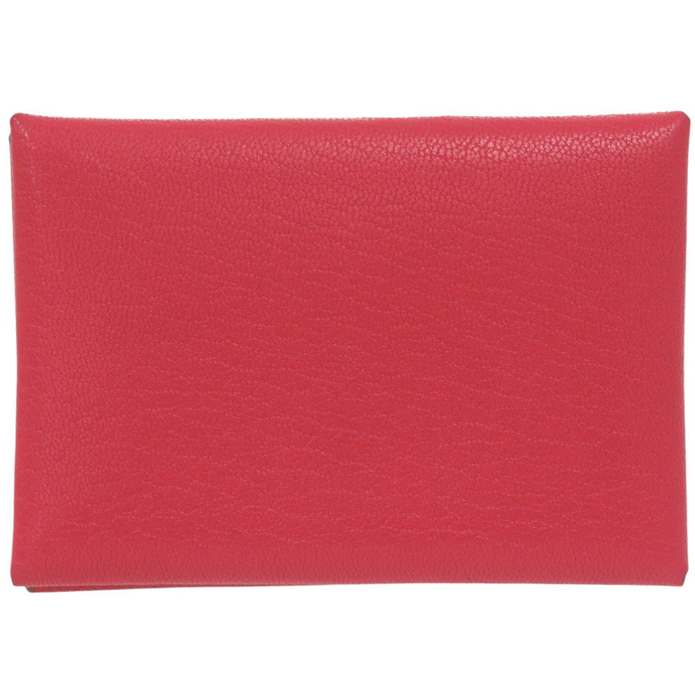 HERMES Coin case Shave Red Calvi duo Women