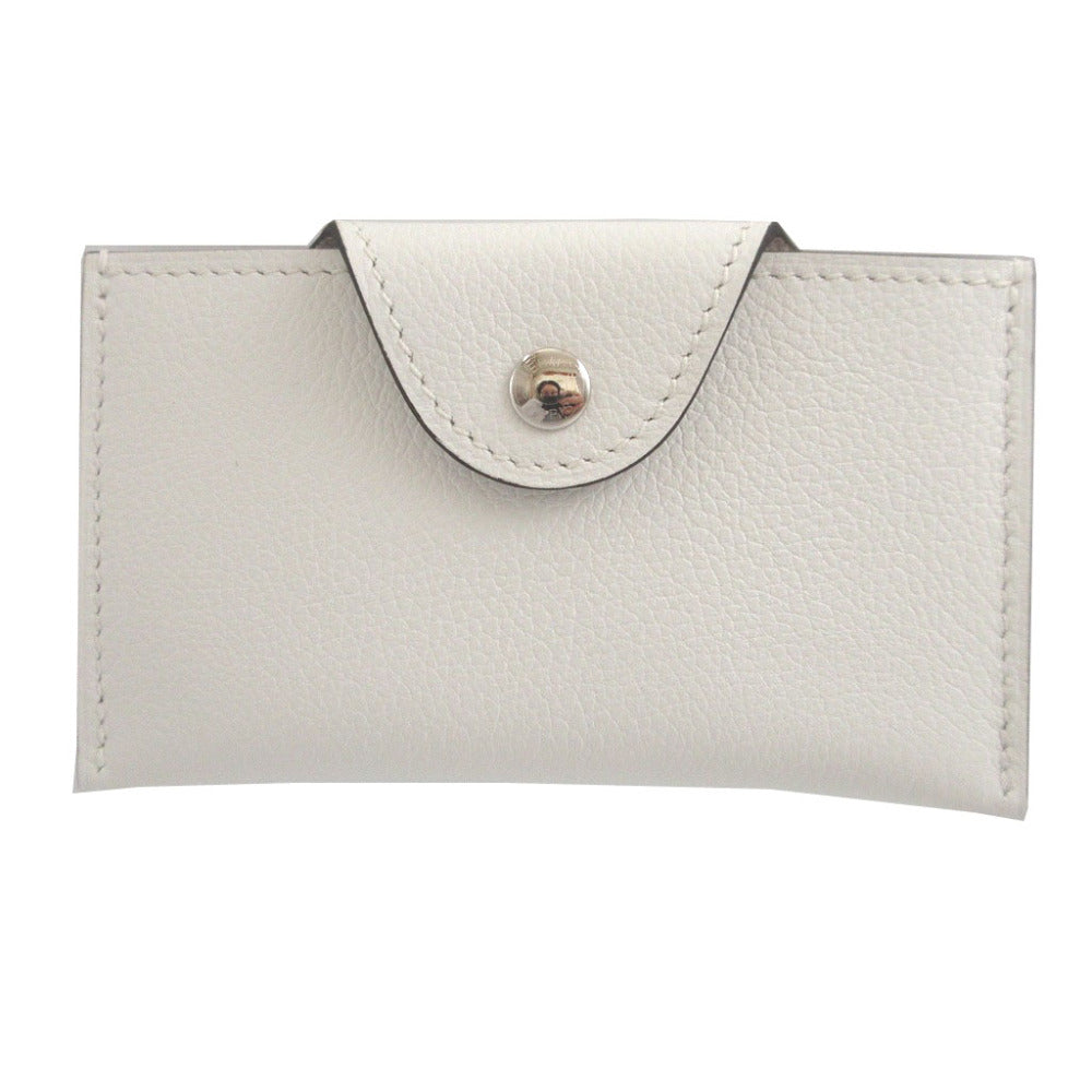 HERMES Card Case Evercolor New White Iliad Women