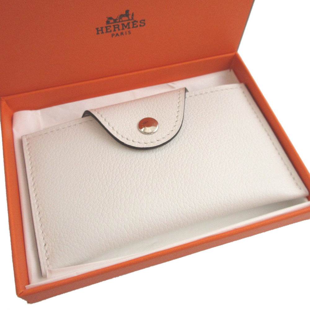 HERMES Card Case Evercolor New White Iliad Women