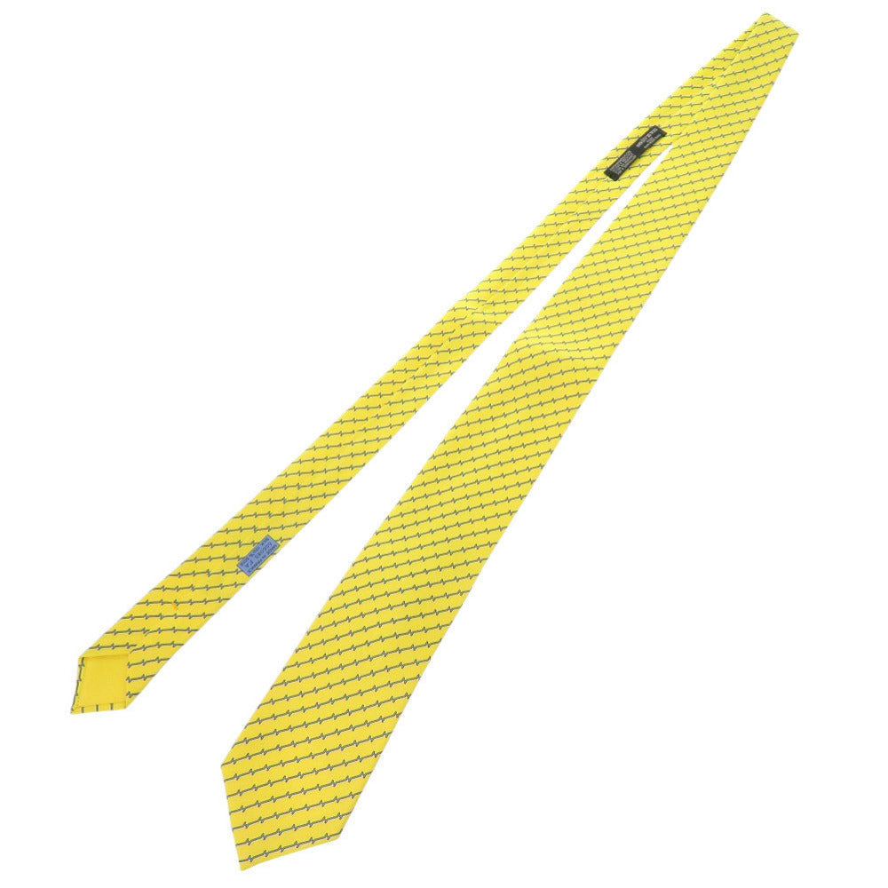 HERMES tie silk yellow H pattern mens