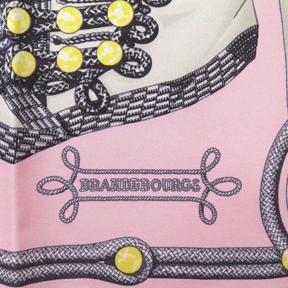 HERMES scarf silk pink Carre45 Gavroche twill Brandebourgs Brandenburg ornament Women