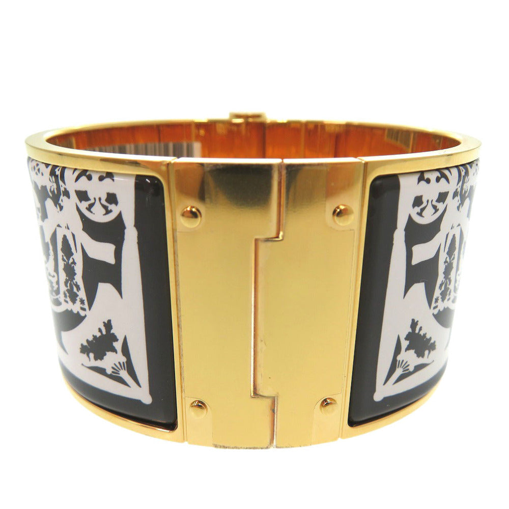 HERMES Bangle enamel gold Bracelet Charnier Emilel GM Women