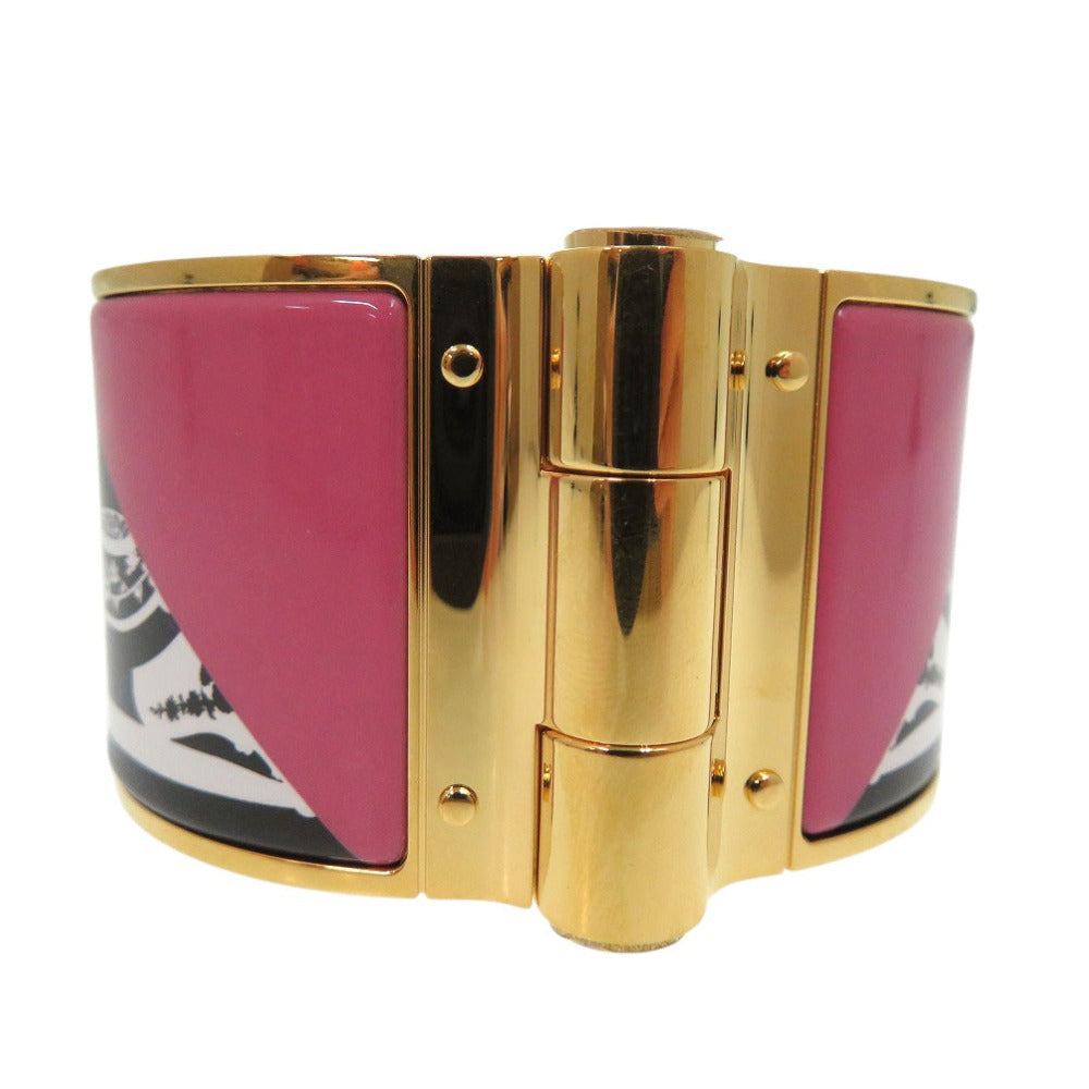 HERMES Bangle enamel gold Bracelet Charnier Emilel GM Women