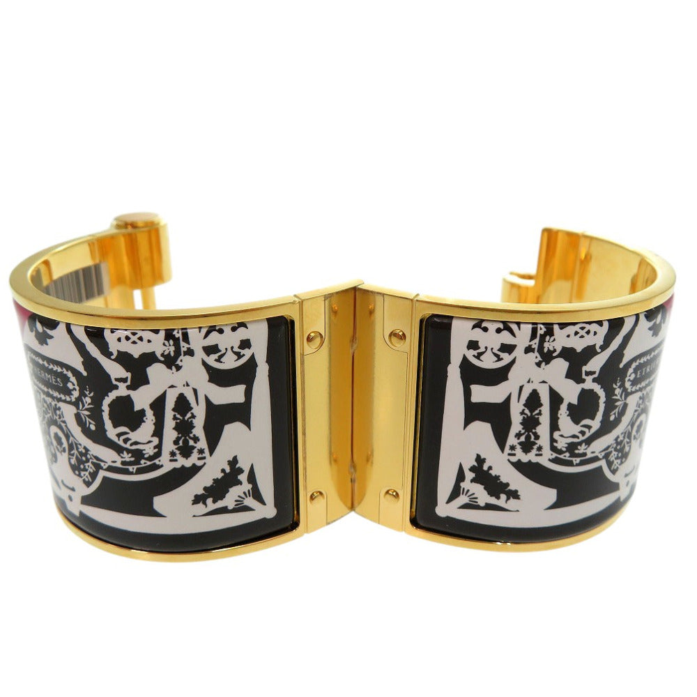HERMES Bangle enamel gold Bracelet Charnier Emilel GM Women