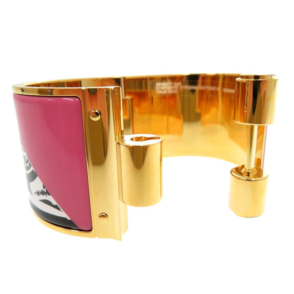 HERMES Bangle enamel gold Bracelet Charnier Emilel GM Women