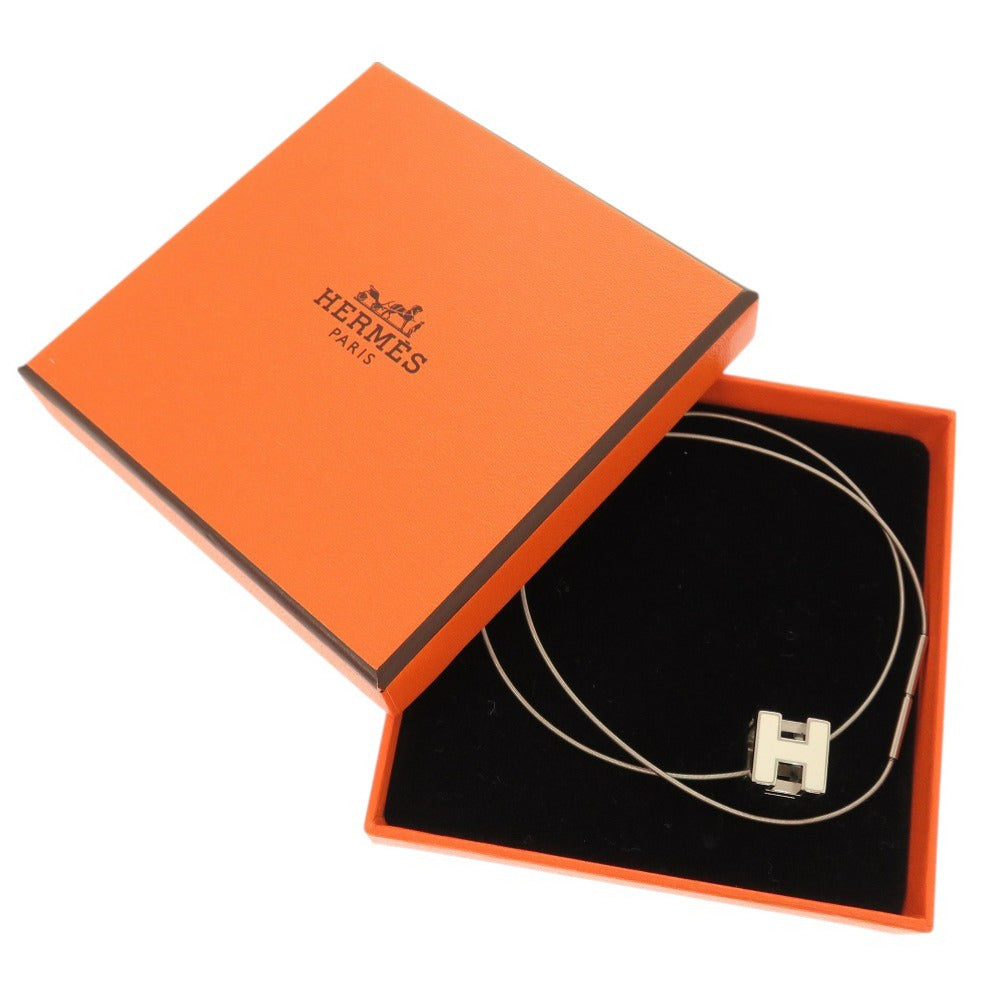 HERMES Necklace metal Silver Cardue Ash H-cube Women