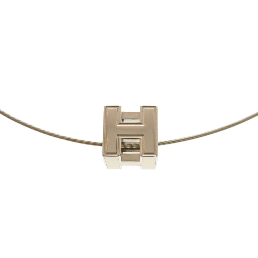 HERMES Necklace metal Silver Cardue Ash H-cube Women