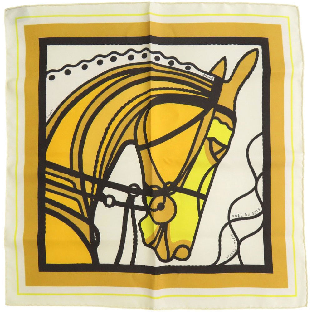 HERMES scarf silk yellow Carre45 ROBE DU SOIR Women