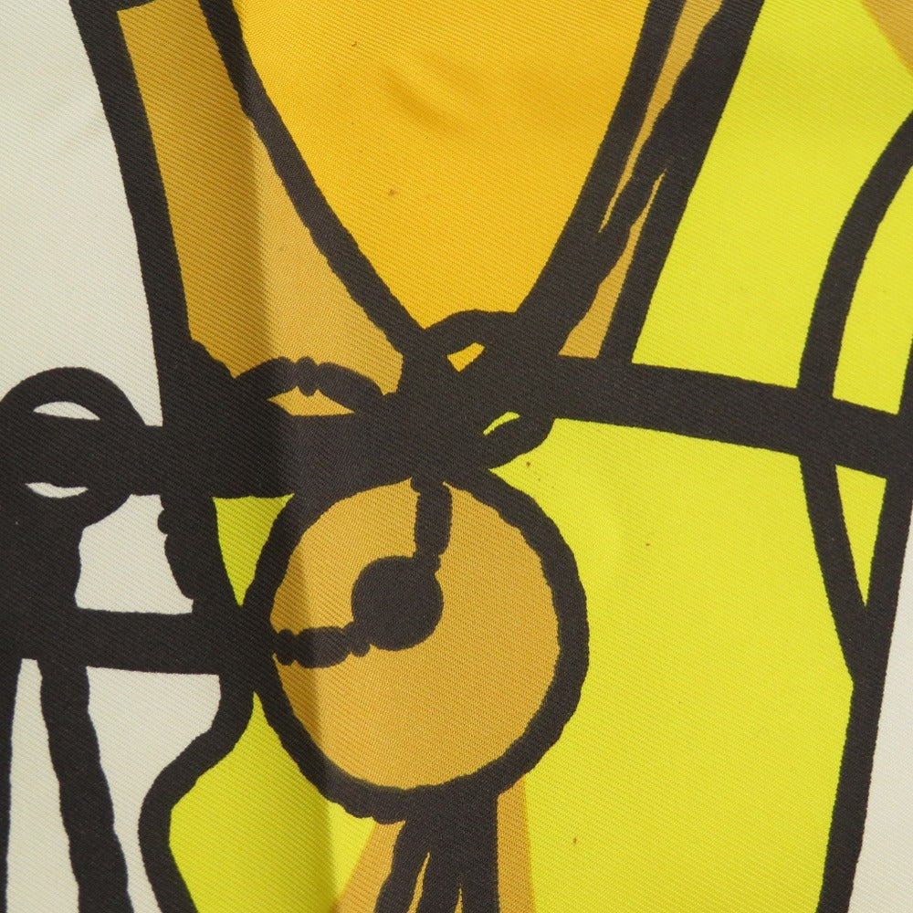 HERMES scarf silk yellow Carre45 ROBE DU SOIR Women
