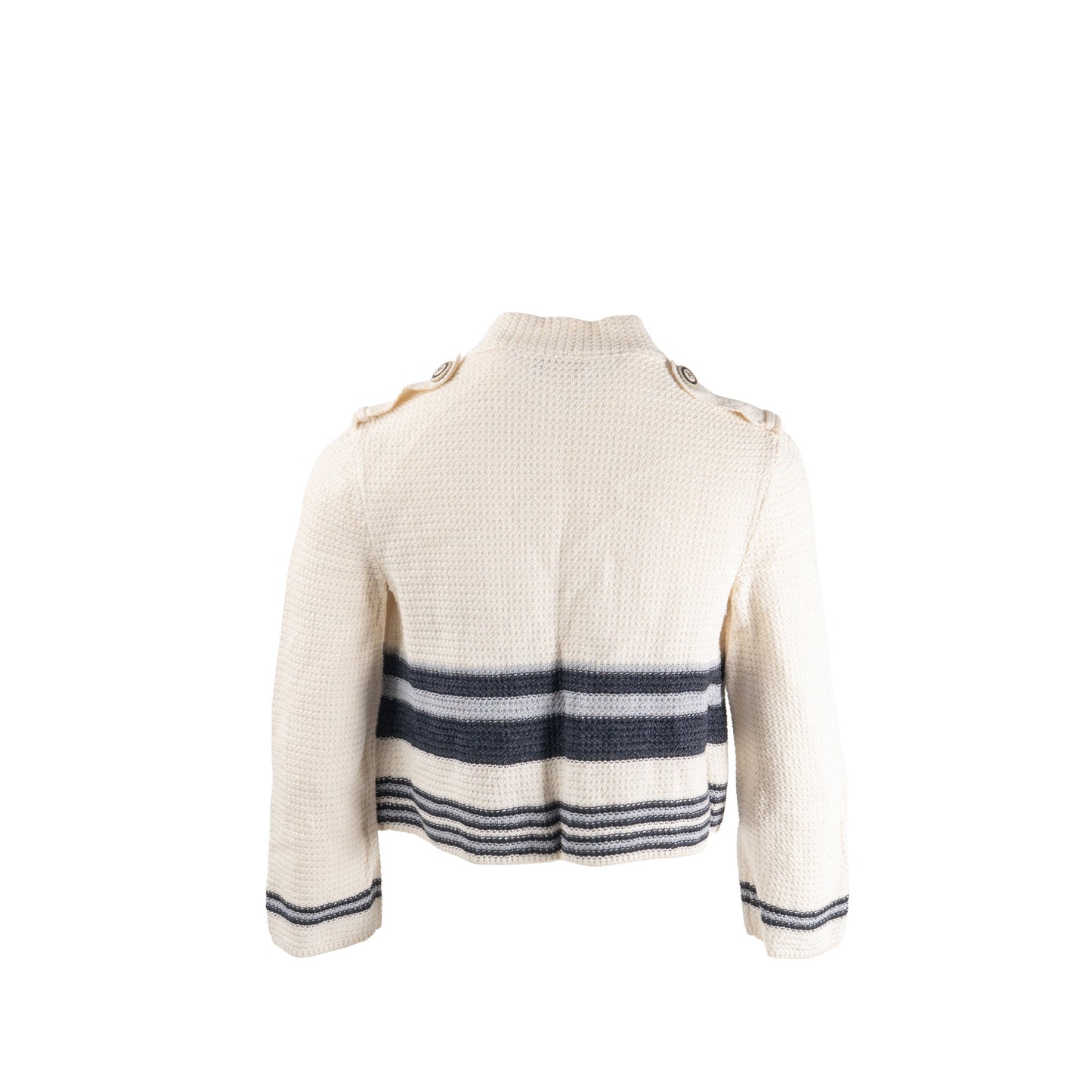 Chanel size 38 cardigan multicolor white / blue paper/ cotton/ silk