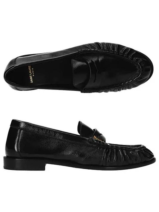 Luxury Saint Laurent Trending 2025 Le Signature Cassandre Logo Plaque Lamb Skin Loafer Black