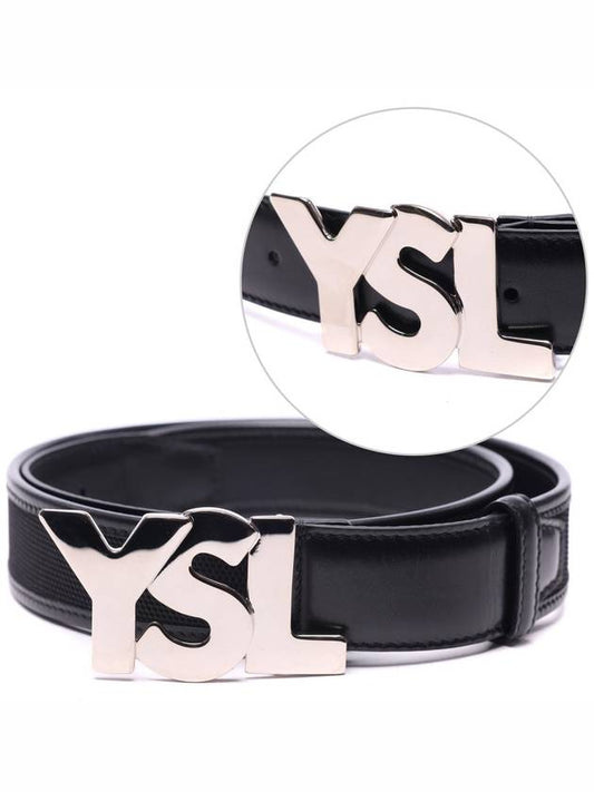 Luxury Saint Laurent Trending 2025 Men's YSL Logo Leather Belt Black