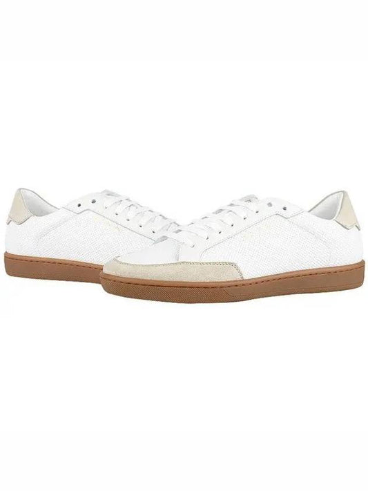 Luxury Saint Laurent Trending 2025 Court Classic Perforated Beige Tab Low Top Sneakers White
