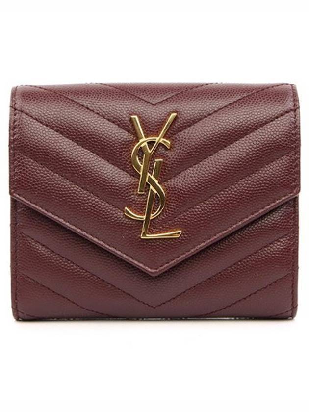 Luxury Saint Laurent Trending 2025 Matelasse Monogram Quilting Flap Half Wallet Red