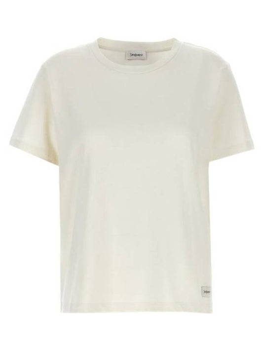 Luxury Saint Laurent Trending 2025 Luxury Saint Laurent Trending 2025 logo patch crewneck t shirt 810277Y37RY 9502