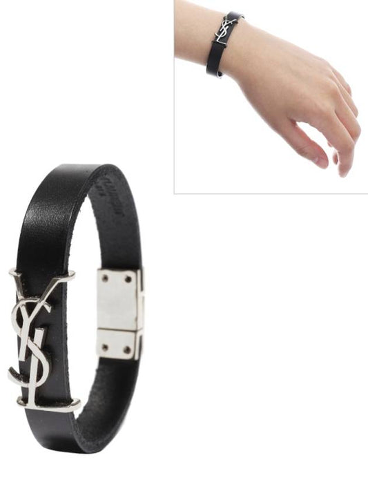Luxury Saint Laurent Trending 2025 Monogram Leather Bracelet Black