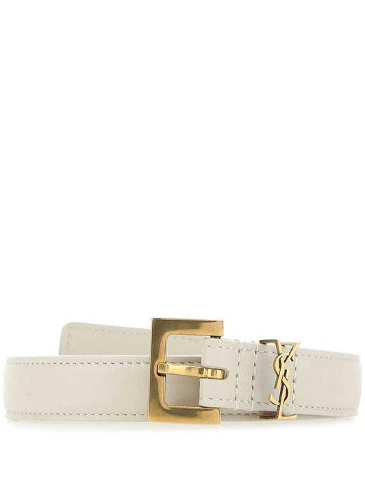 Luxury Saint Laurent Trending 2025 Monogram Square Leather Belt White