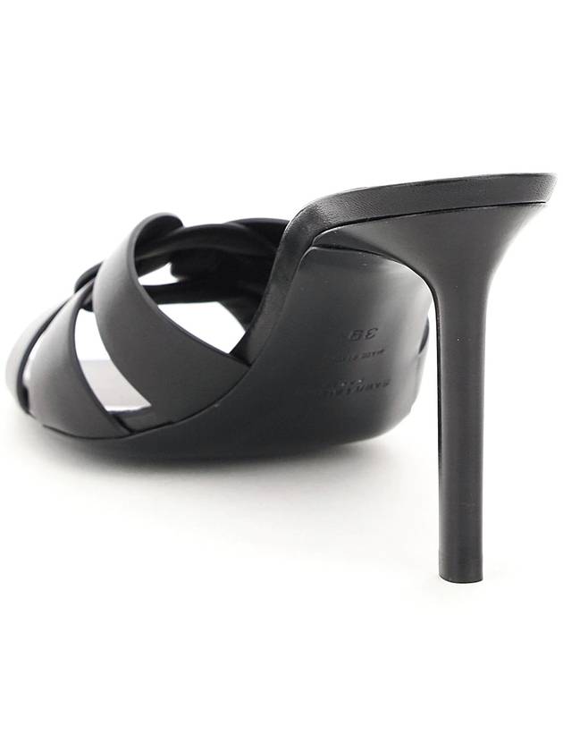 Luxury Saint Laurent Trending 2025 Tribute Leather Sandal Heels Black