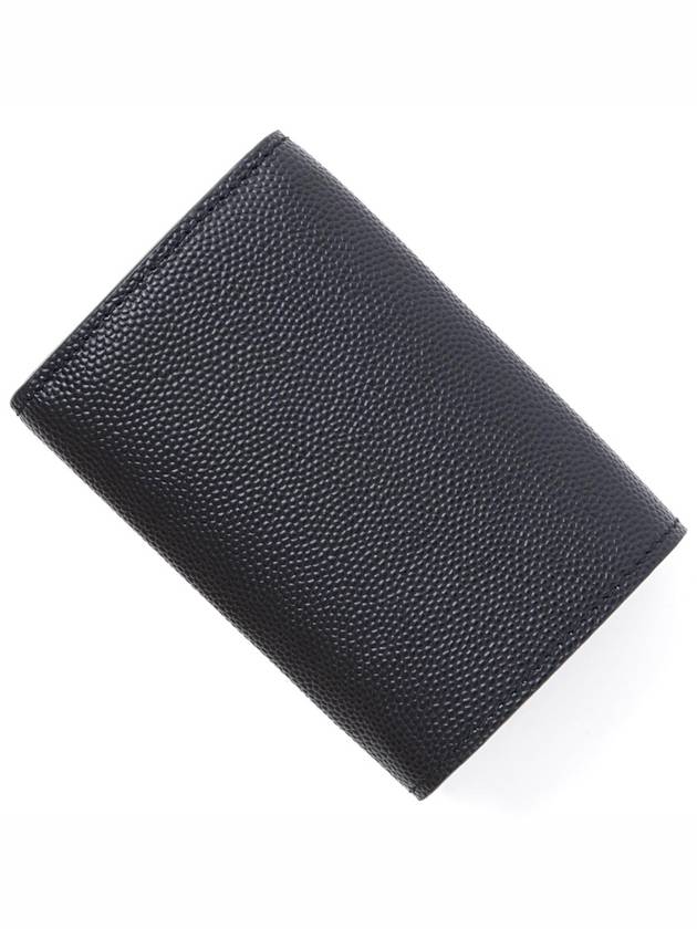 Luxury Saint Laurent Trending 2025 Tiny Peblogo Trifold Half Wallet Black