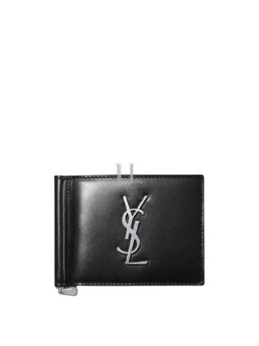 Luxury Saint Laurent Trending 2025 Monogram Money Clip Half Wallet Black