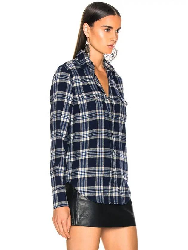 Luxury Saint Laurent Trending 2025 Women's Classic Western Check Shirt Blue