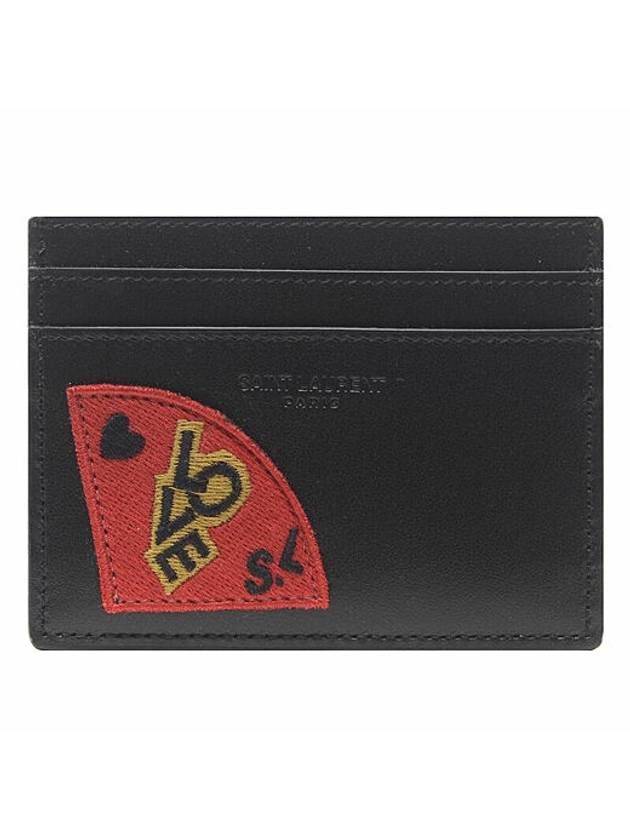 Luxury Saint Laurent Trending 2025 SL Love Patch Card Wallet Black