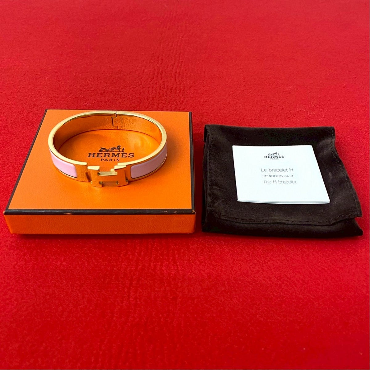 HERMES bracelet metal pink clic H Bangle