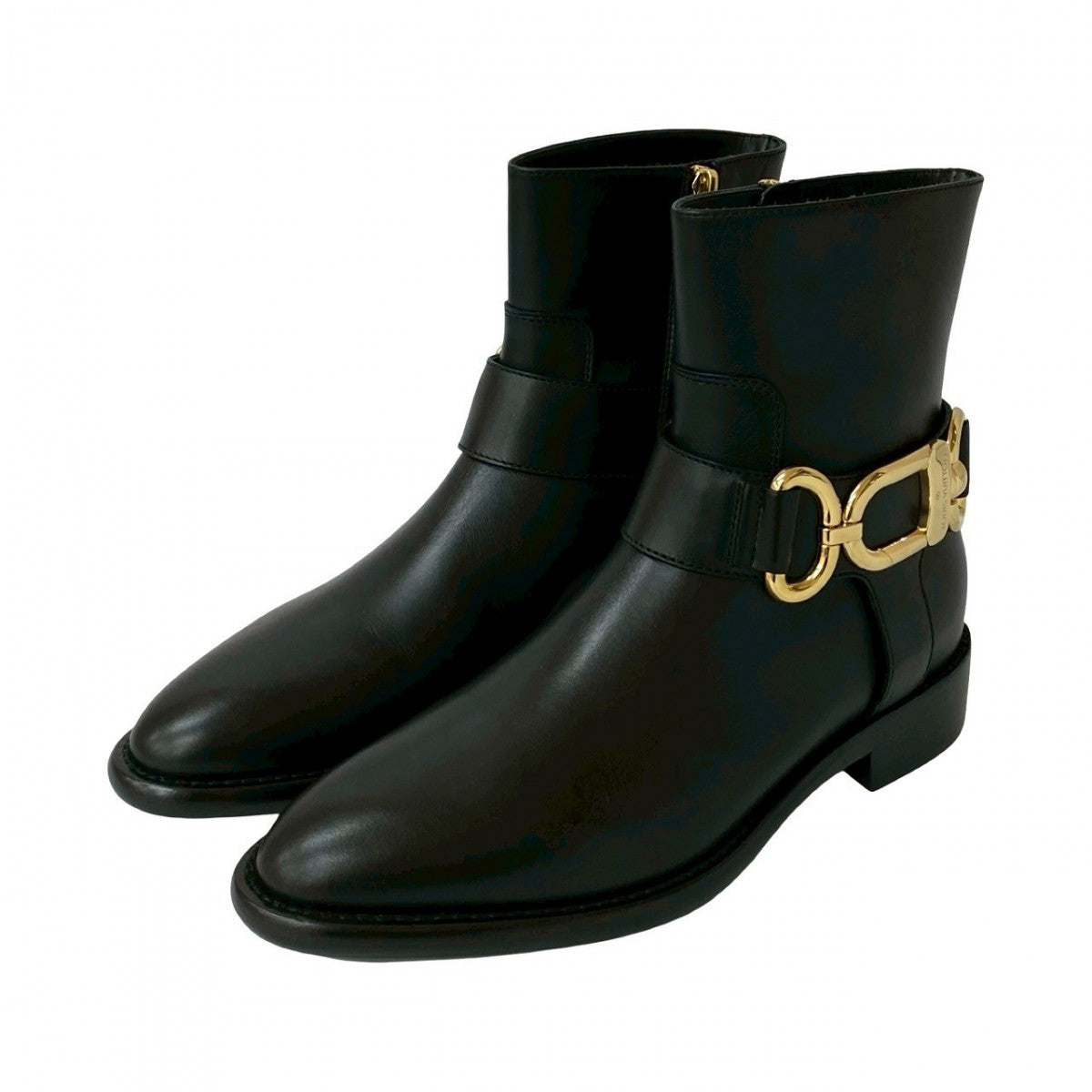 LOUIS VUITTON boots leather black Waist side line ankle boots 37