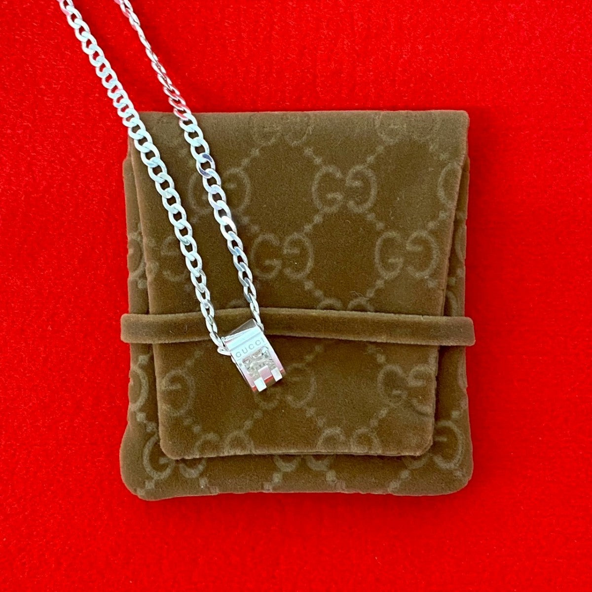 GUCCI Necklace Silver925 Silver Cut Out G Ring Necklace